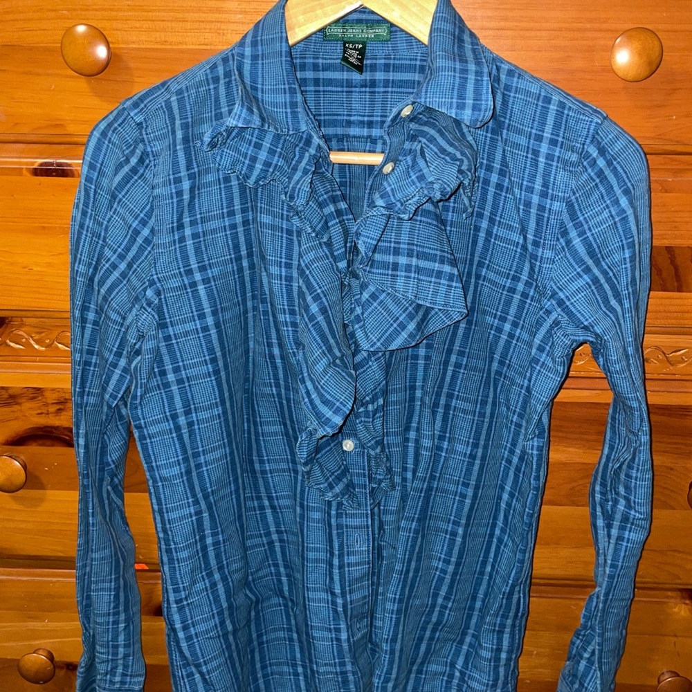 Ralph Lauren blue denim jean cool button up shirt